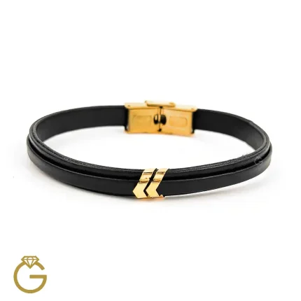 دستبند چرم و طلا کد 010212