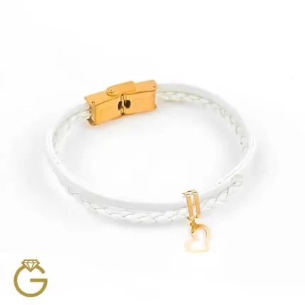 دستبند چرم و طلا کد 010213