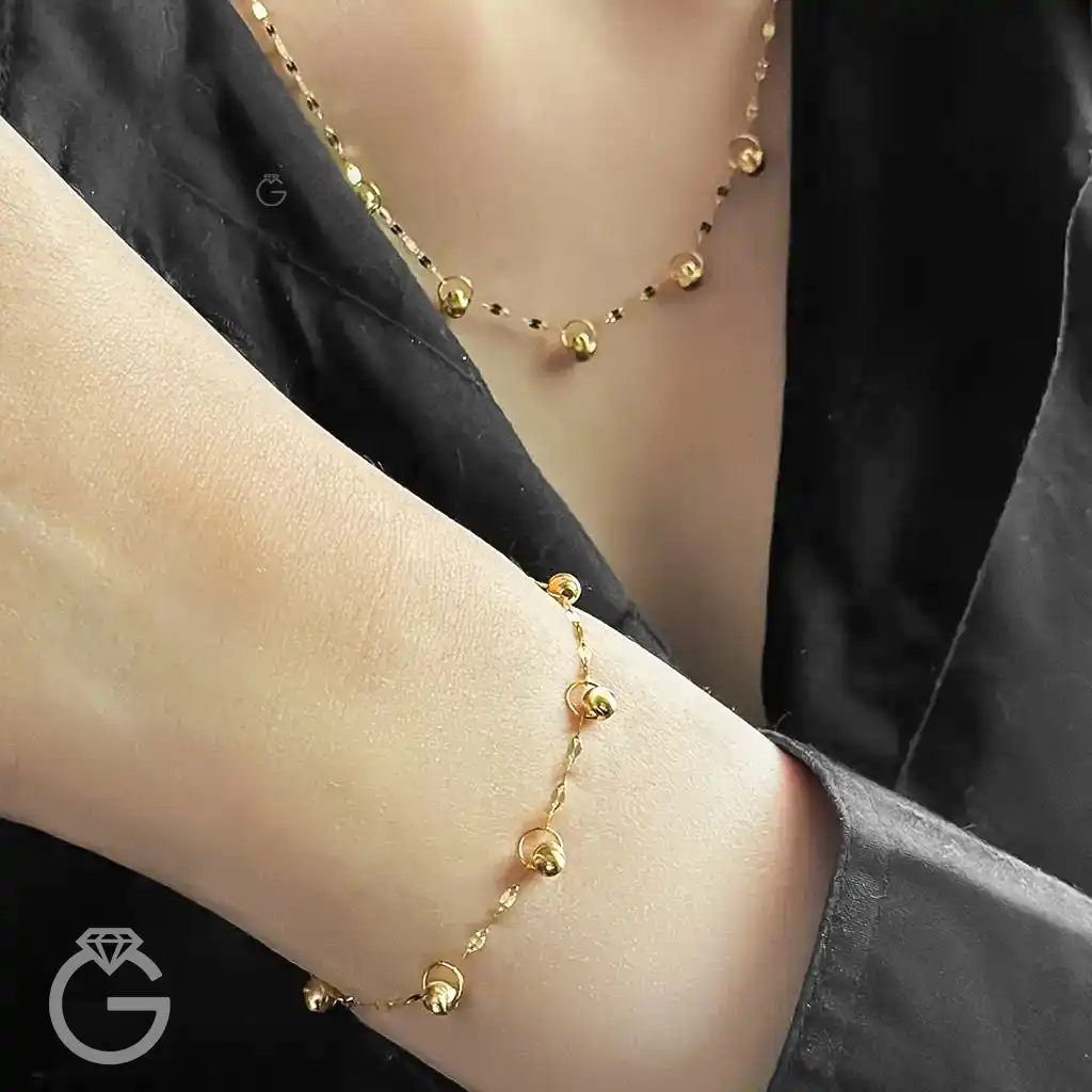 گردنبند طلای 5 گوی تراش (10) گردنبند طلای 5 گوی تراش