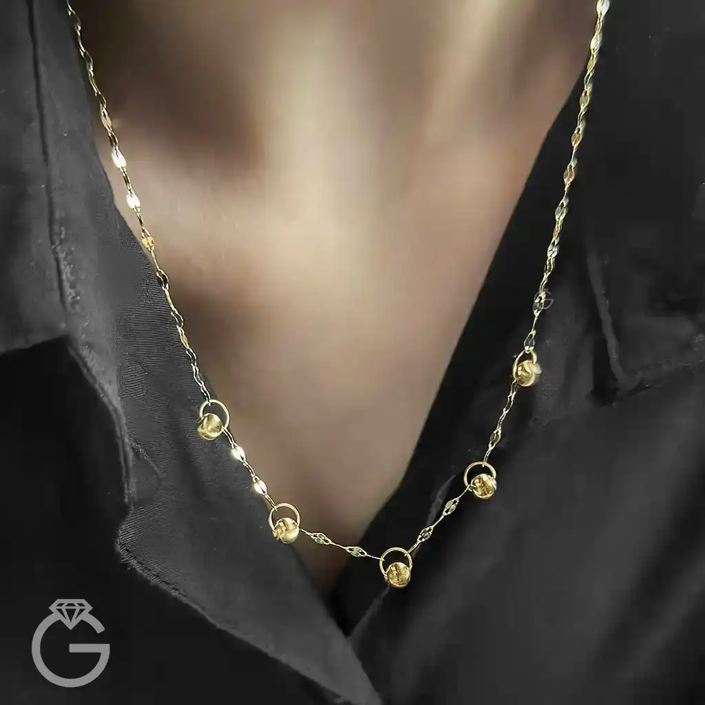 گردنبند طلای 5 گوی تراش (13) گردنبند طلای 5 گوی تراش