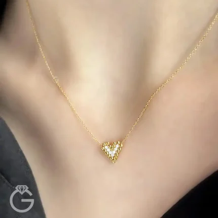 گردنبند طلای قلب میوکی سفید