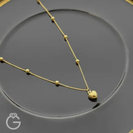 گردنبند طلای قلب و گوی دو