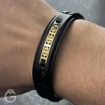 دستبند چرم و طلا کد 31302