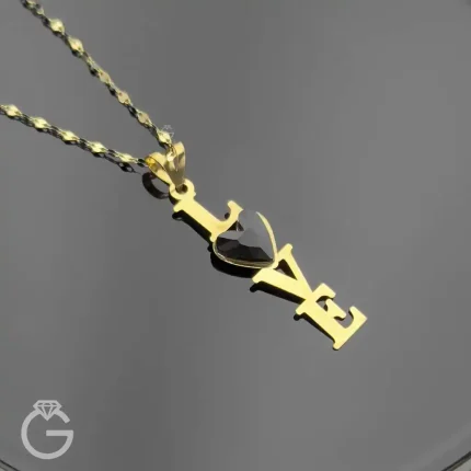 آویز طلای Love با سنگ سوارو