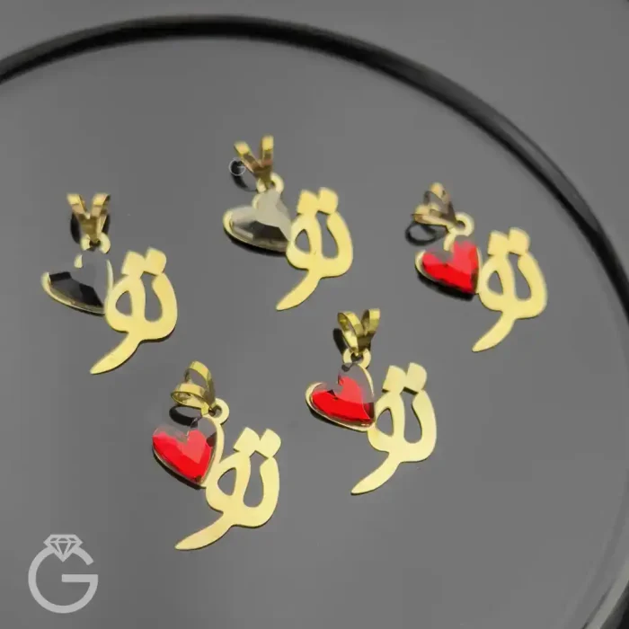 آویز طلای تو با سنگ سواروسکی قلب