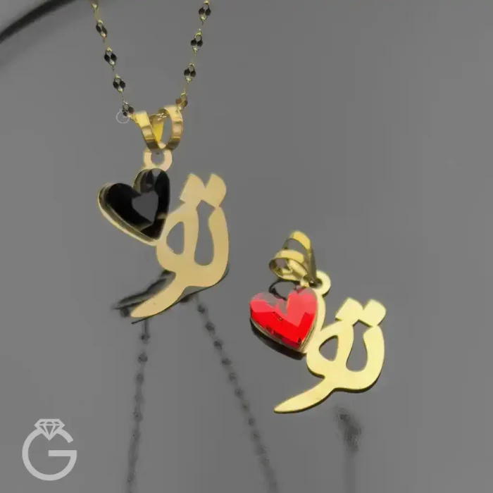 آویز طلای تو با سنگ سواروسکی قلب