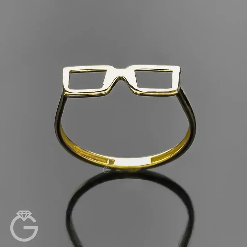 انگشتر طلا طرح عینک