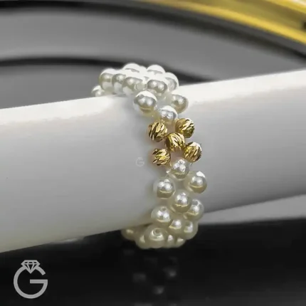 انگشتر مروارید و گوی طلا (5 گوی)