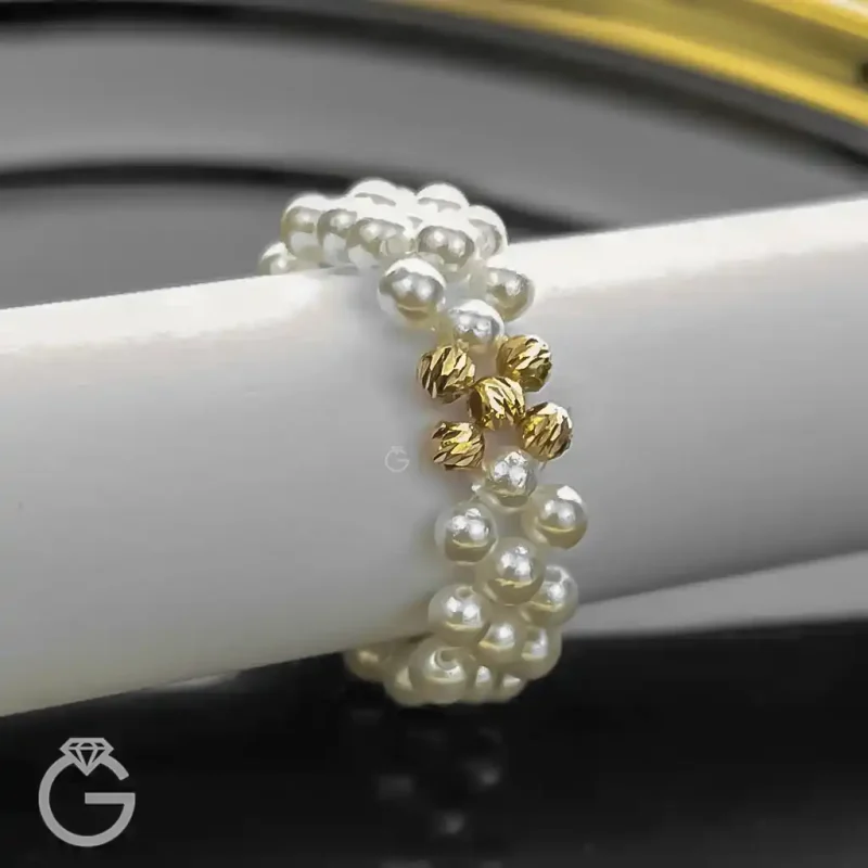 انگشتر مروارید و گوی طلا (5 گوی)