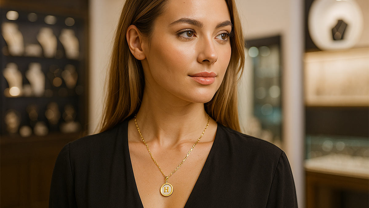 خرید اینترنتی آویز طلای حروف صدفی از طلاگرام