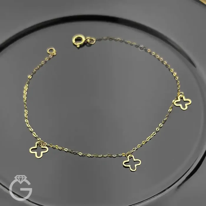 دستبند طلای طرح گل لیزری