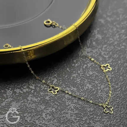 دستبند طلای طرح گل لیزری