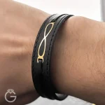 دستبند چرم و طلا کد 31309