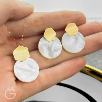 نیمست طلای صدف طرح شش ضلعی