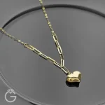 گردنبند طلای قلب و هرمس متصل