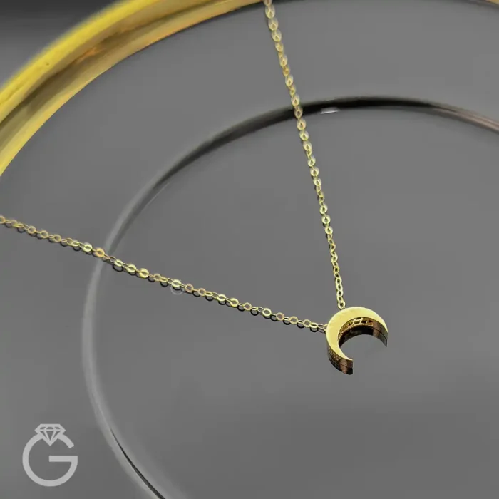 گردنبند طلای ماه سه بعدی متصل (1) گردنبند طلای ماه سه بعدی متصل