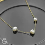 گردنبند طلای مرواریدی (3 مروارید)