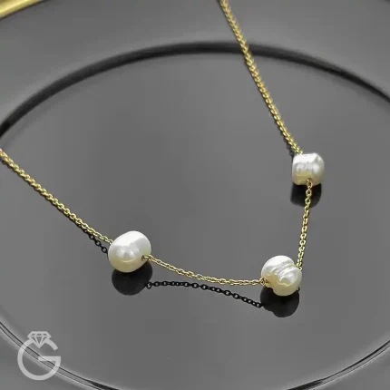 گردنبند طلای مرواریدی (3 مروارید)