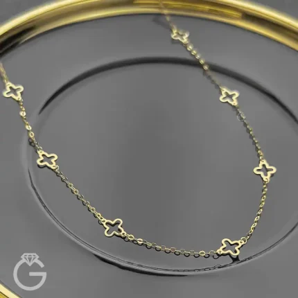 گردنبند طلای گل لیزری متصل