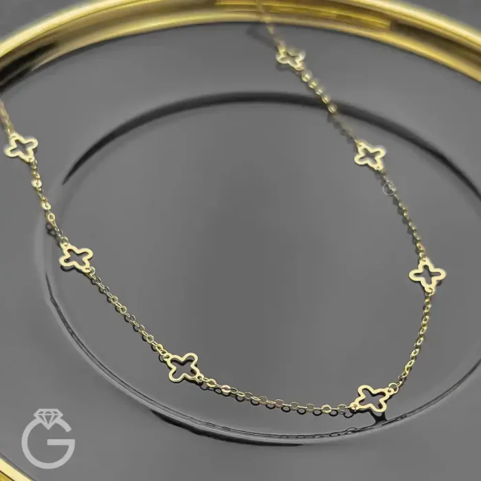 گردنبند طلای گل لیزری متصل (10) گردنبند طلای گل لیزری متصل