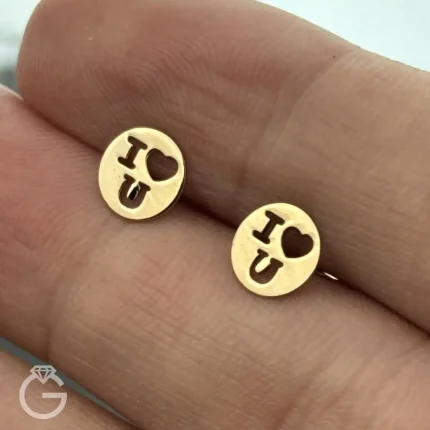 گوشواره طلا میخی I love you