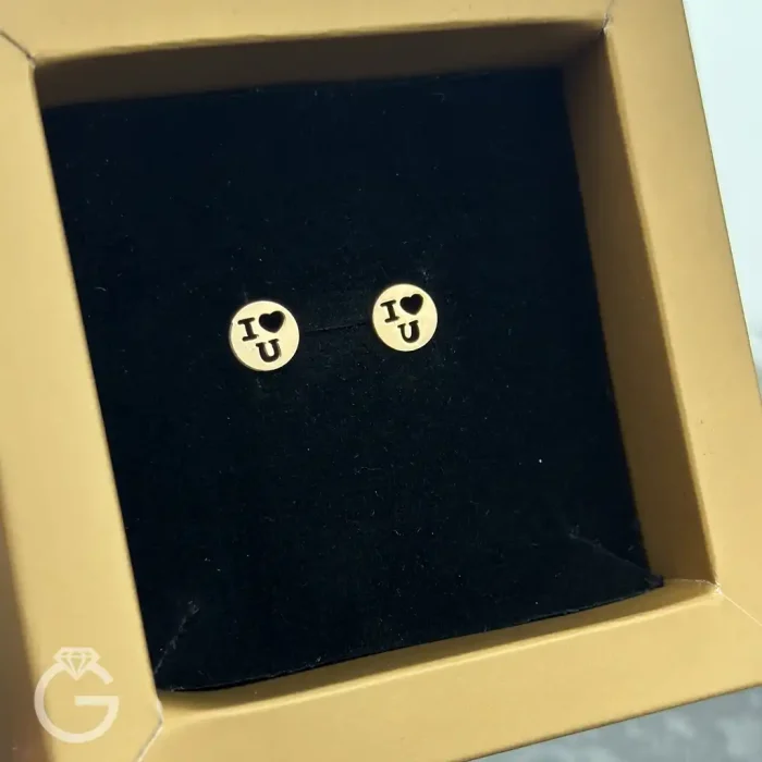 گوشواره طلا میخی I love you