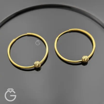 گوشواره طلای حلقه ای تک گوی قطر 2.5