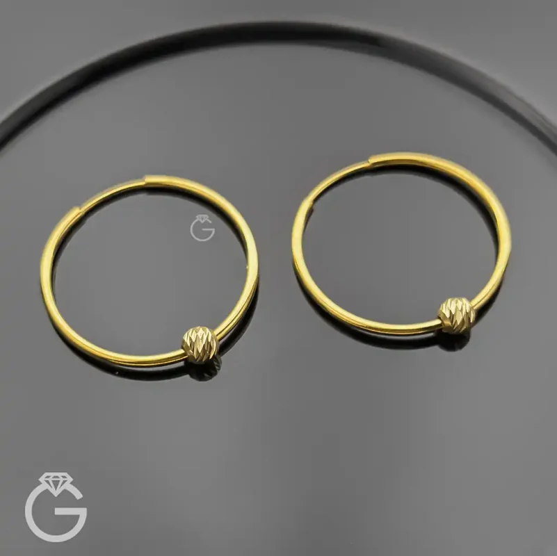 گوشواره طلای حلقه ای تک گوی قطر 2.5