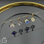 آویز طلای سواروسکی مربعی سفید