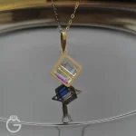 آویز طلای سواروسکی مربعی سفید