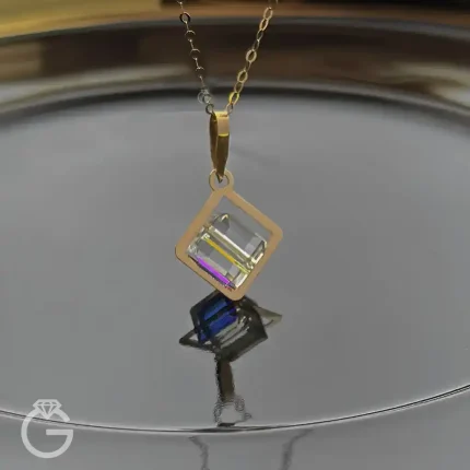 آویز طلای سواروسکی مربعی سفید