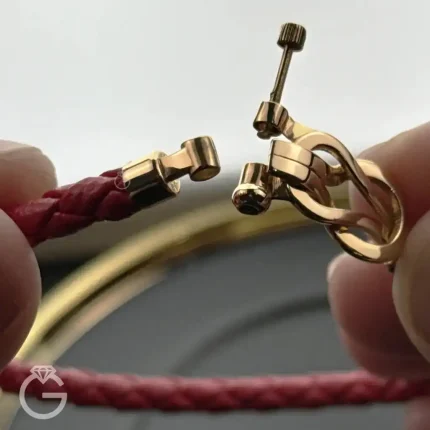 دستبند طلا امگا چرمی قرمز