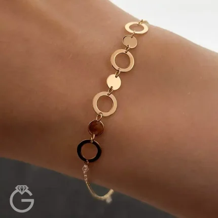 دستبند طلای دایره لیزری کد 31763