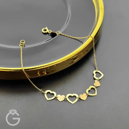 دستبند طلای قلب لیزری کد 31688