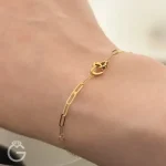 دستبند طلای قلب و هرمس