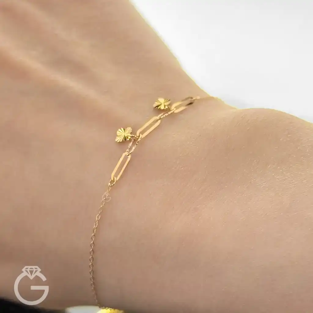 دستبند طلای گل لوکس کد 31856 (10) دستبند طلای گل لوکس کد 31856