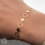 دستبند طلای گل لیزری کد 31755