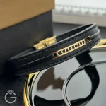 دستبند چرم و طلا کد 31796