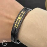 دستبند چرم و طلا کد 31798