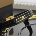 دستبند چرم و طلا کد 31798