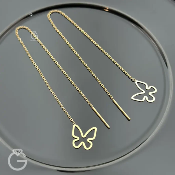 گوشواره طلای بخیه ای پروانه گوشواره طلای بخیه ای پروانه