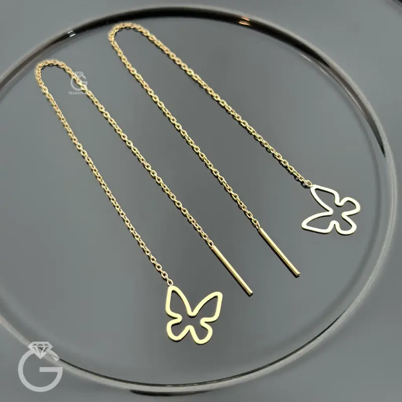 گوشواره طلای بخیه ای پروانه