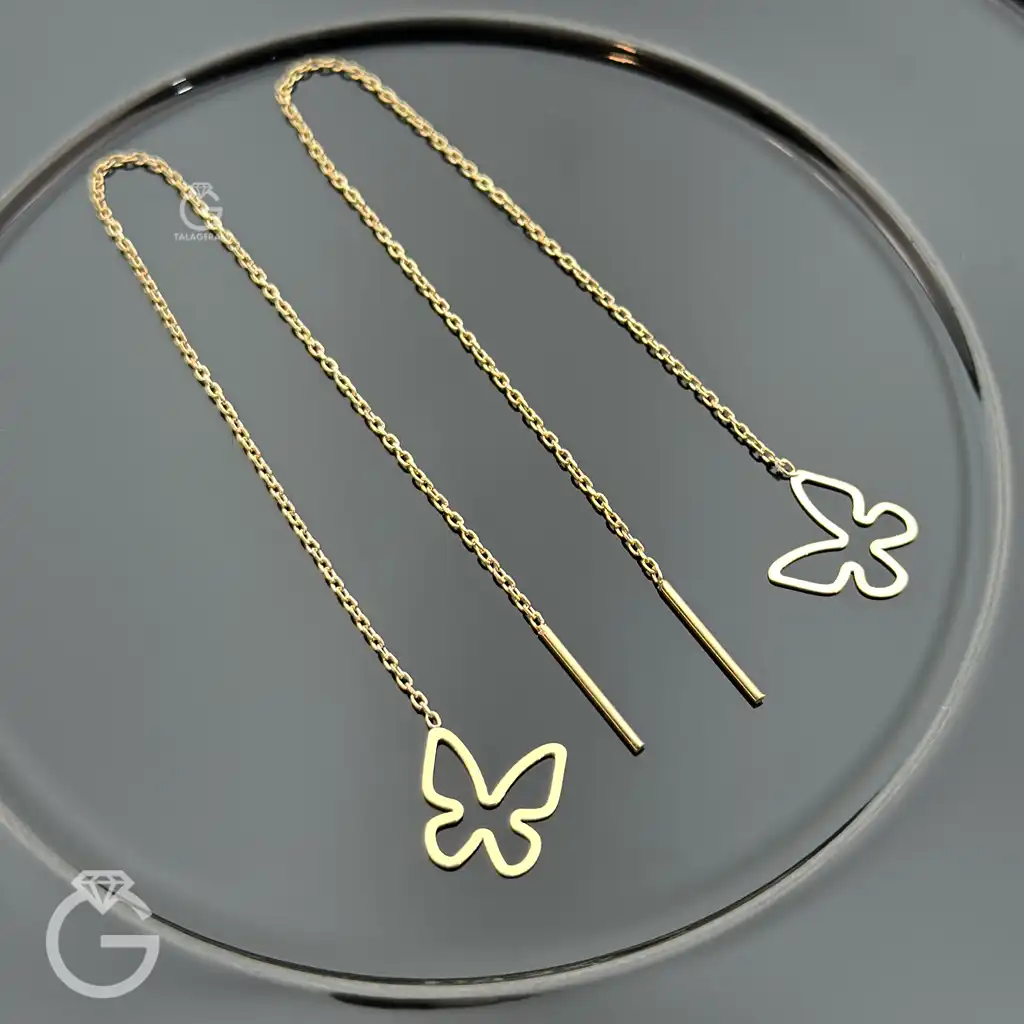گوشواره طلای بخیه ای پروانه گوشواره طلای بخیه ای پروانه