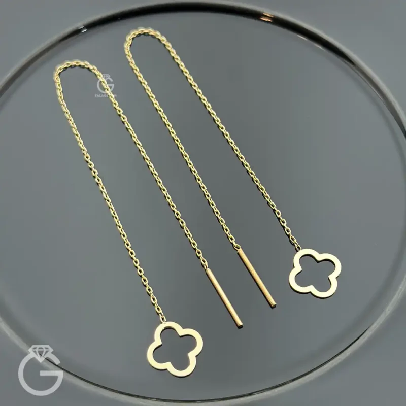 گوشواره طلای بخیه ای گل