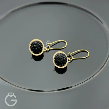 گوشواره طلای سواروسکی مشکی عصایی