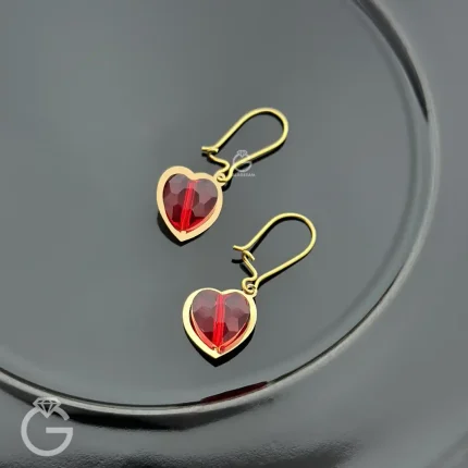 گوشواره طلای قلب سواروسکی عصایی