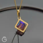 آویز طلای سواروسکی مربعی هفت رنگ