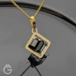 آویز طلای سواروسکی مربعی هفت رنگ و مشکی