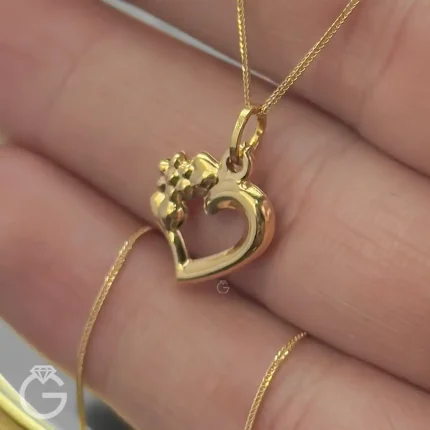 آویز طلای قلب سه بعدی