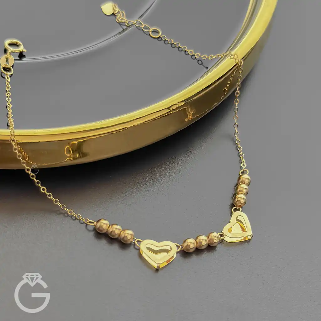 دستبند طلای قلب و گوی (11) دستبند طلای قلب و گوی
